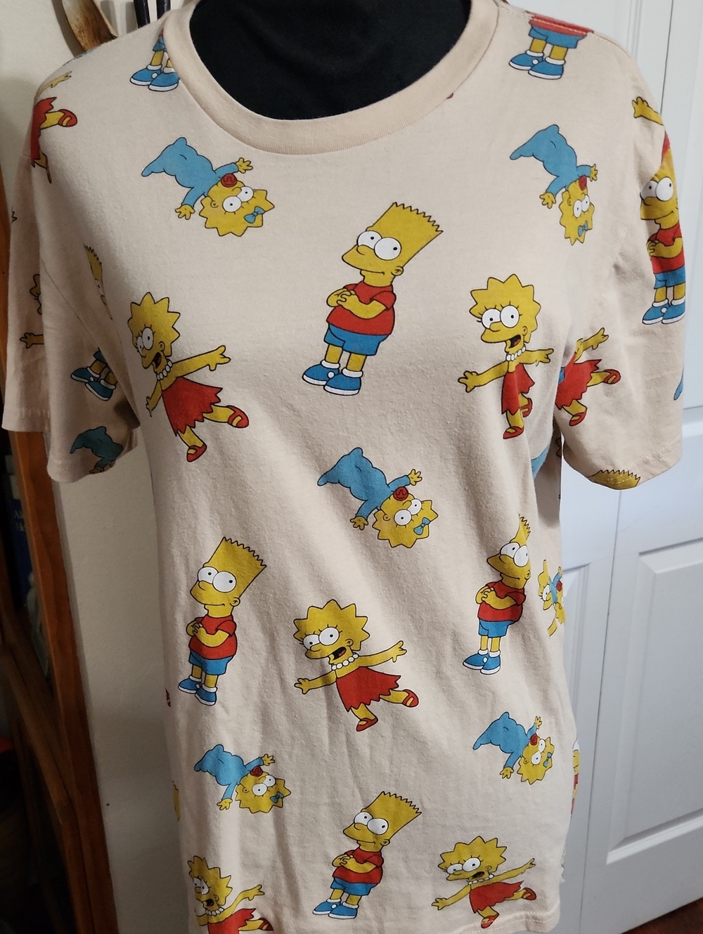 Simpson's Beige Short Sleeve Graphic Tee featuring Bart, Lisa & Maggie